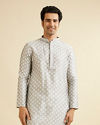 Light Grey Leaf Patterned Kurta Set